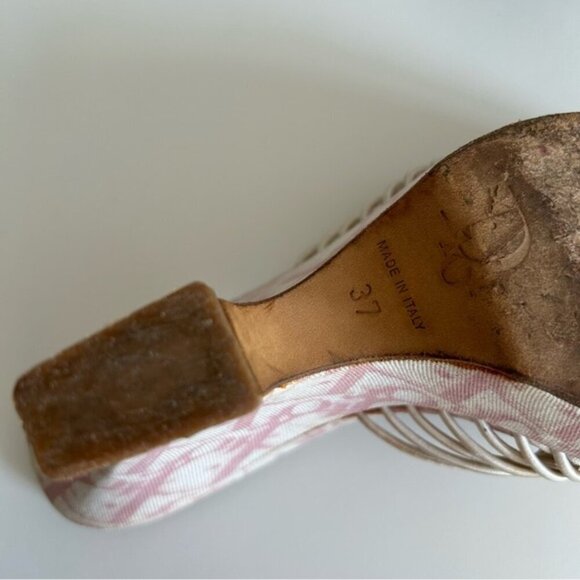 DIOR Y2K Vintage John Galliano Pink White Monogram Logo Trotter Platform sz 37 - Picture 5 of 12